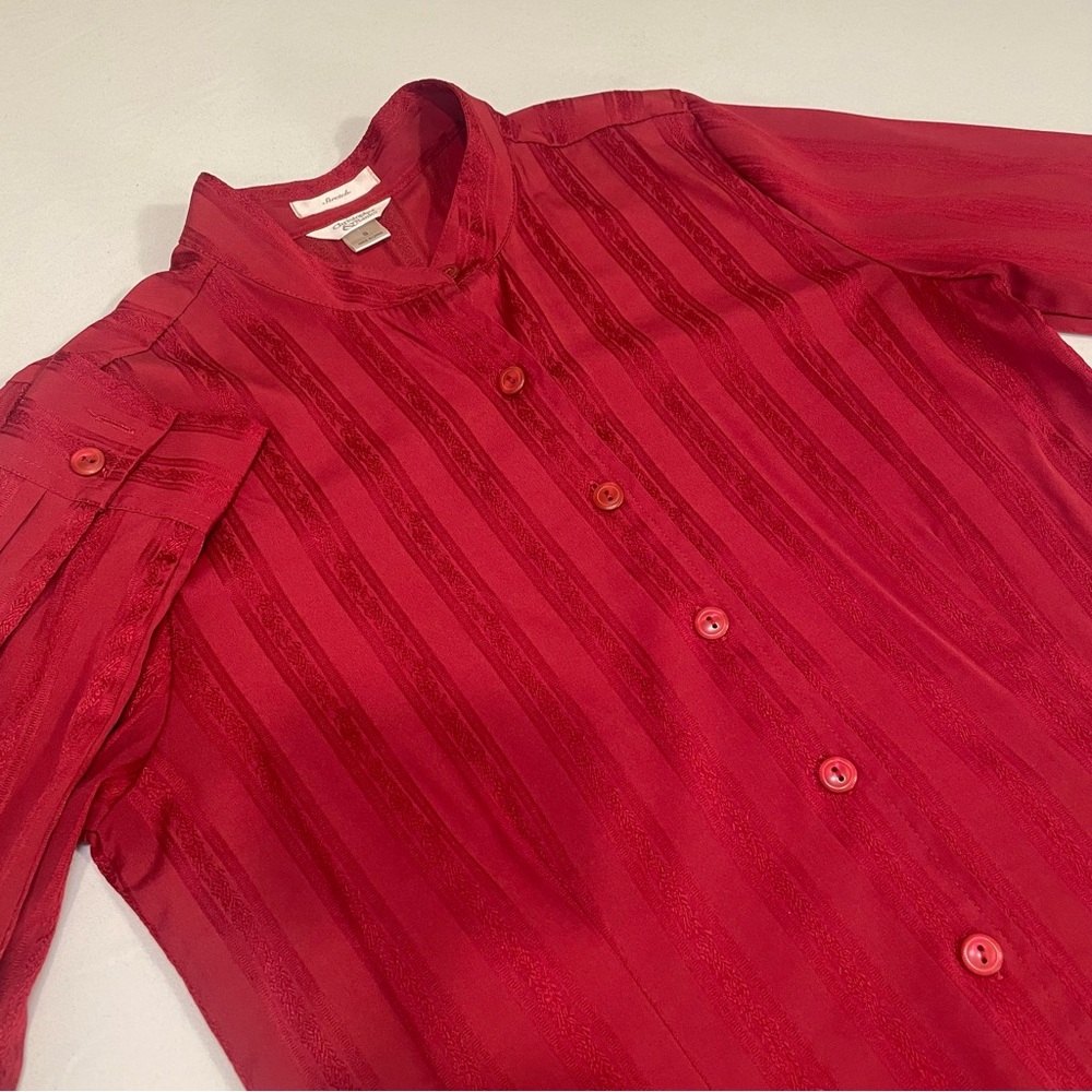 Red Christopher & Banks embroidered button up top